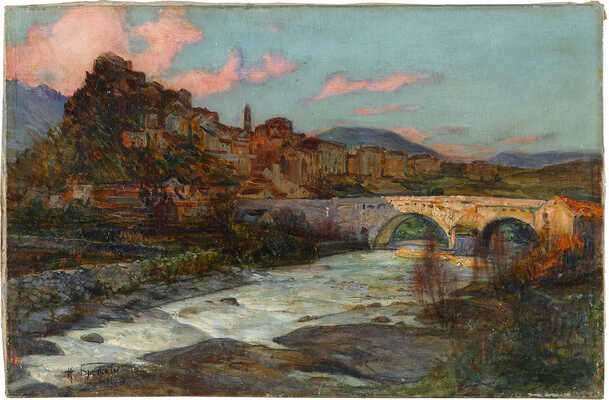 Бродский Исаак Израилевич. Пейзаж с мостом 